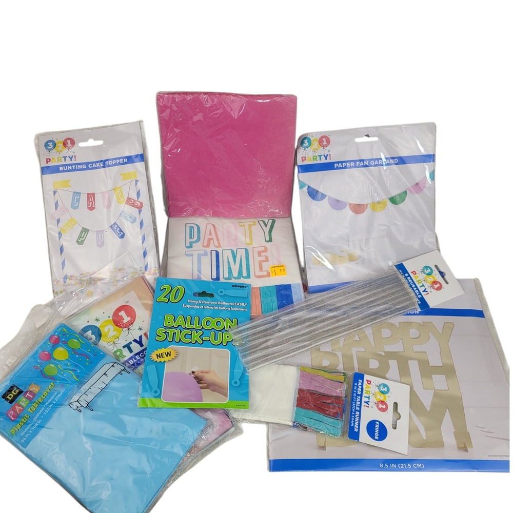 Birthday Party Supplies Bundle Decorations Tablecloth Banner Topper Etc.